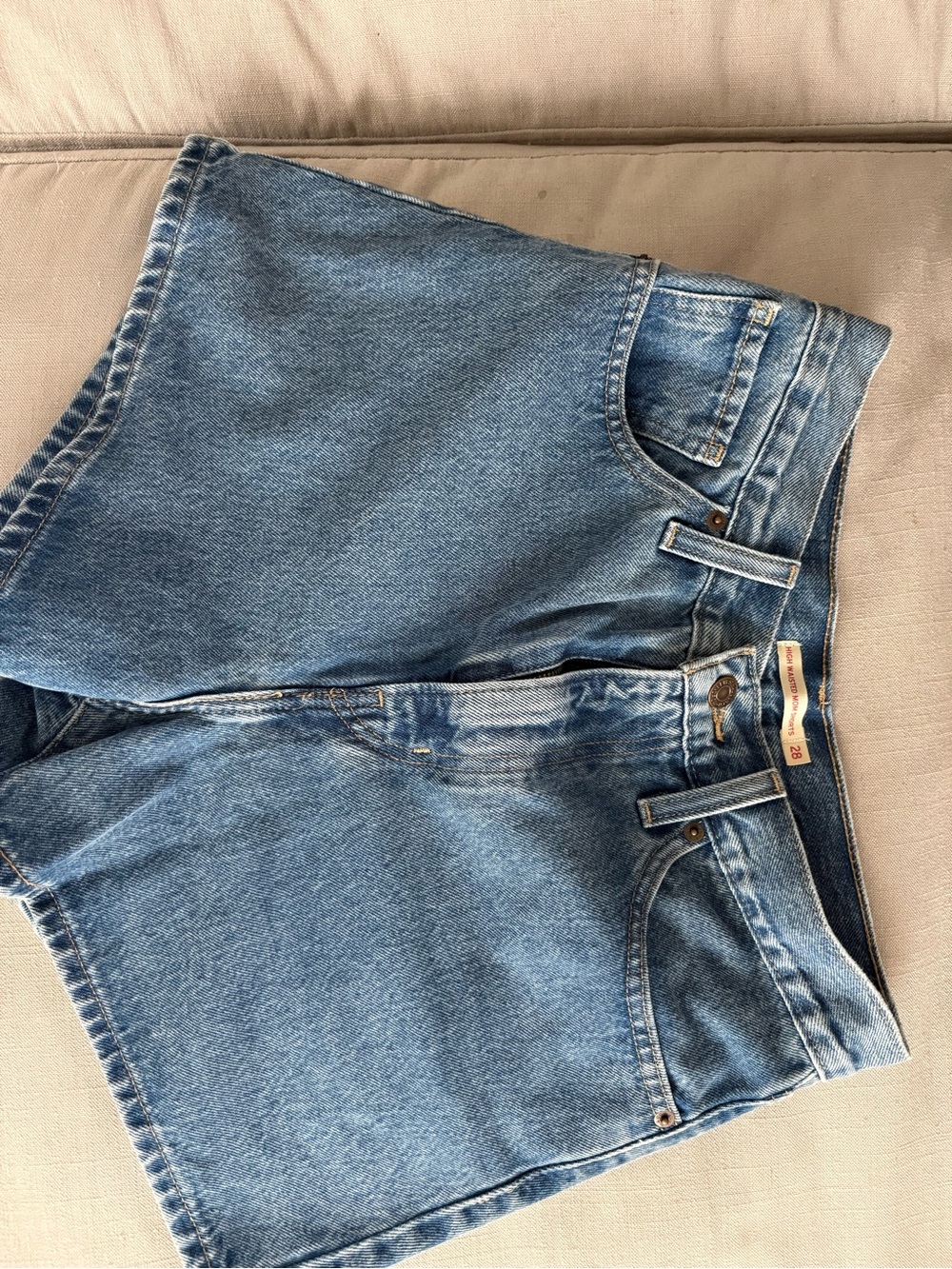 Classic High-Waisted Light Blue Denim Shorts
